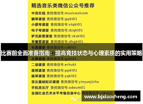 比赛前全面准备指南：提高竞技状态与心理素质的实用策略
